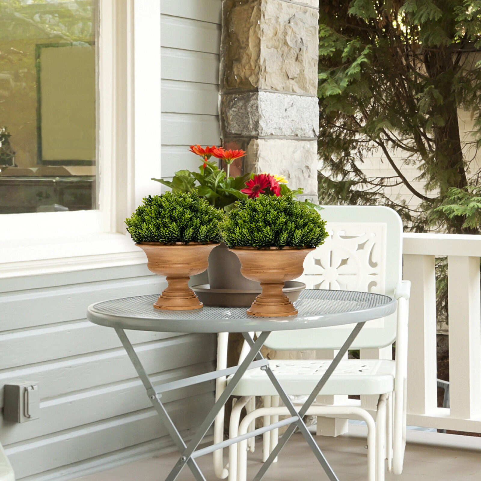 Slickblue Set of 4 Faux Green Potted Plants for Desk Home Offie Table Shelf Display
