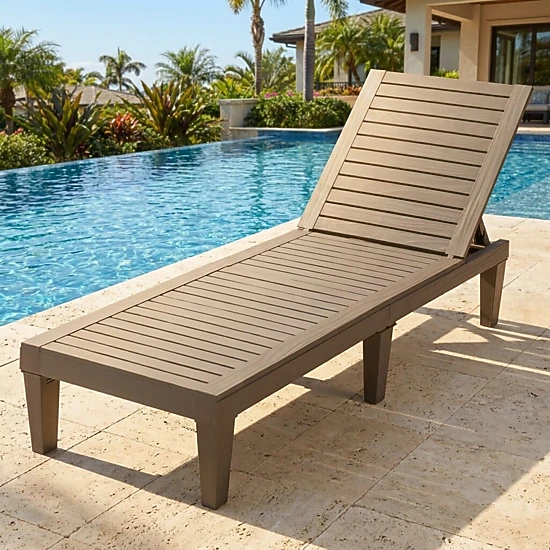 LJG Set of 2 Outdoor Chaise Lounge Chair with 5 Positions Adjustable Backrest