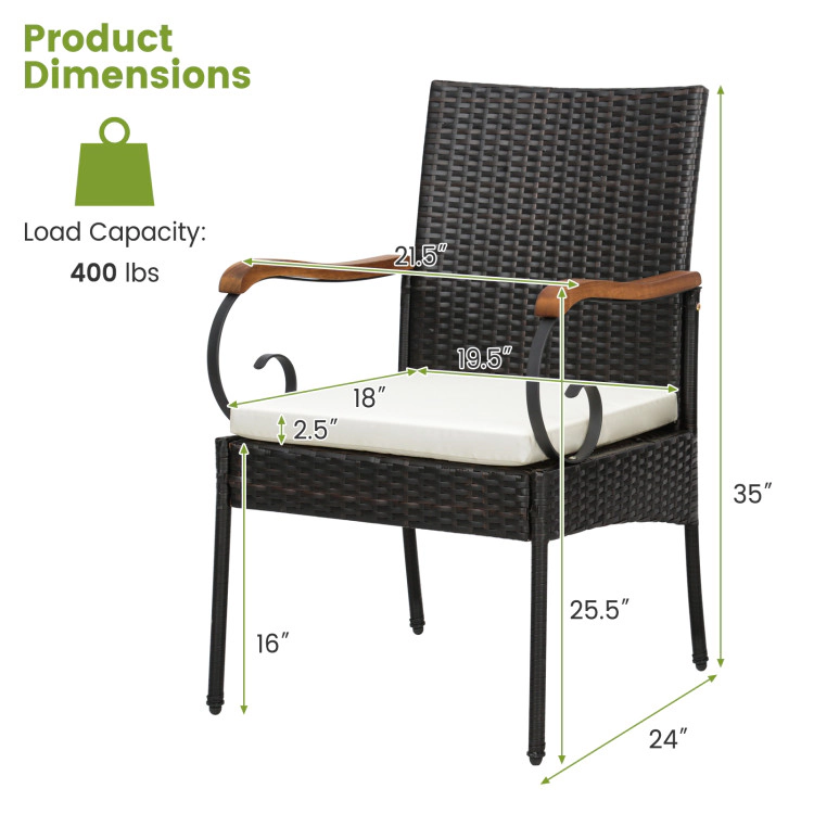 Hivvago 5 Pieces Patio Rattan Dining Set With Umbrella Hole For Poolside Backyard