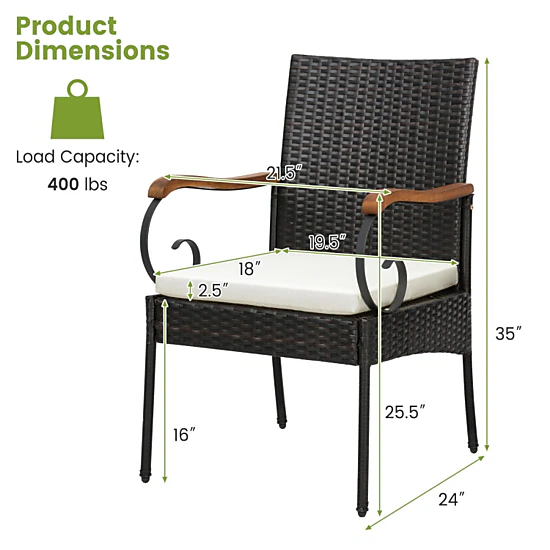 Hivvago 5 Pieces Patio Rattan Dining Set With Umbrella Hole For Poolside Backyard