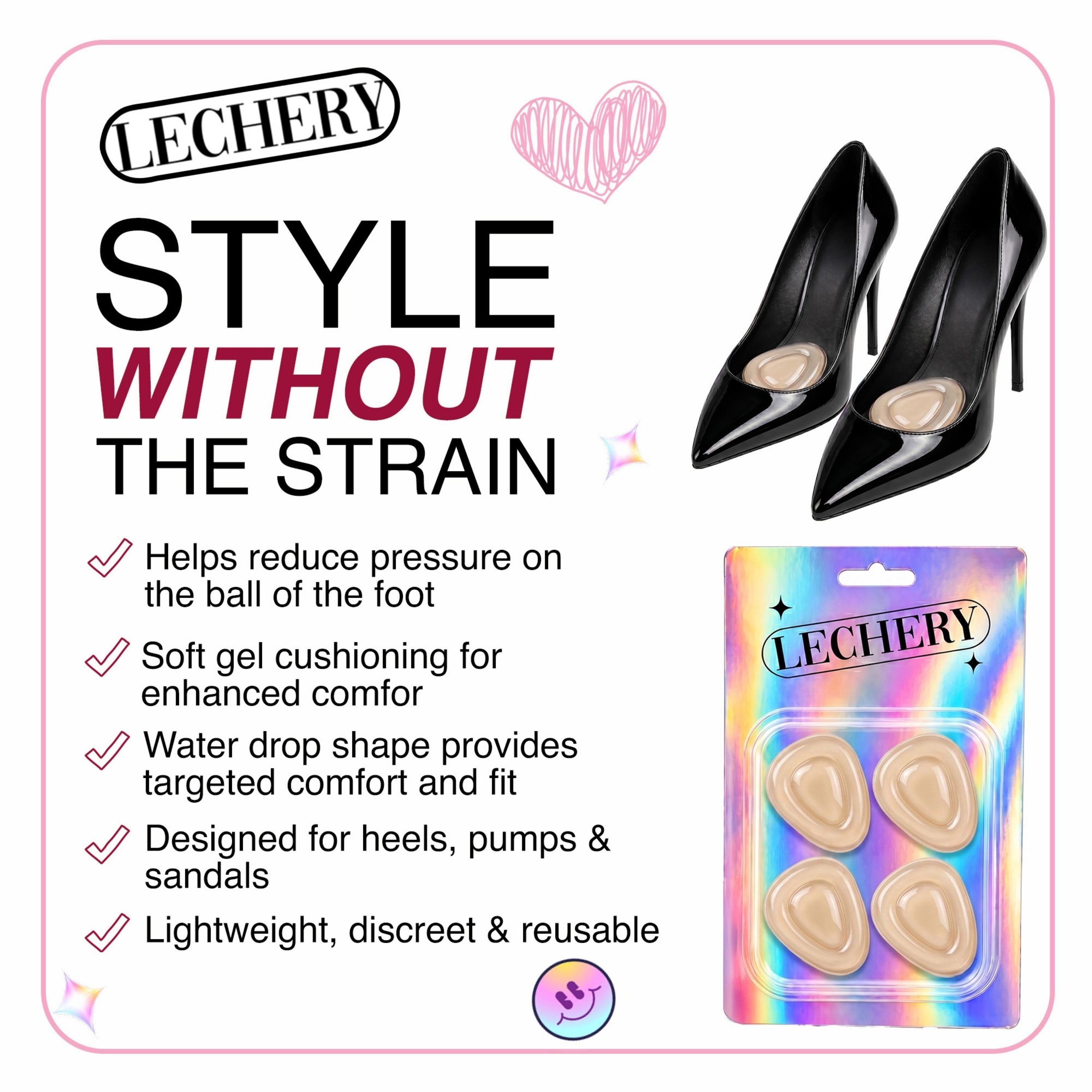 LECHERY Women's 2-Pack Gel Metatarsal Pads – Water Drop Forefoot Cushions for Shoes