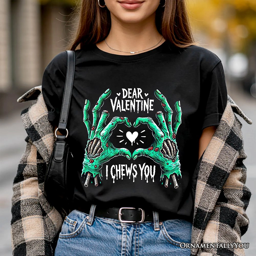 OrnamentallyYou Womens I Chews You" Funny Zombie Valentine T-Shirt
