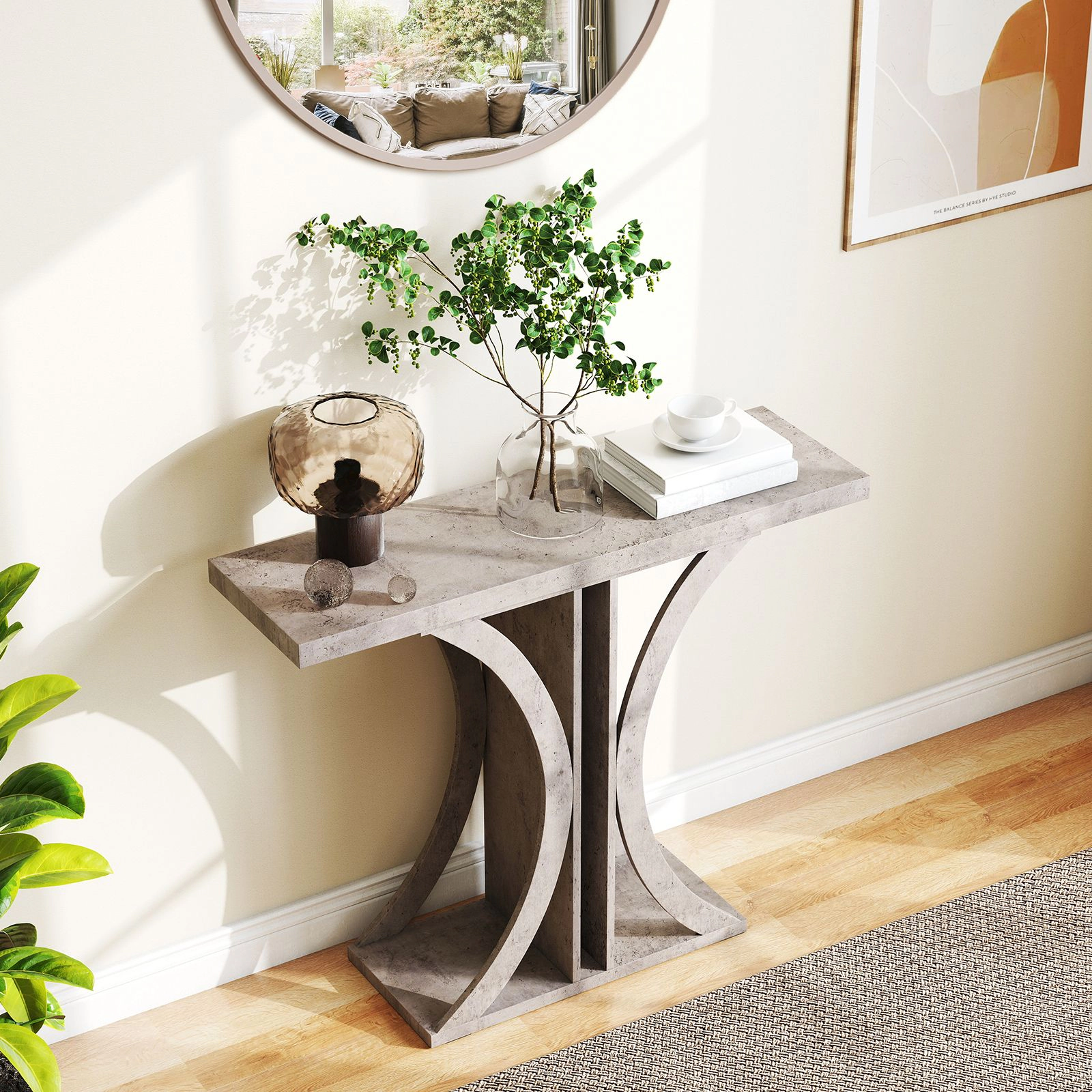 SlickBlue Entryway Console Table with Modern C-Shaped Frame