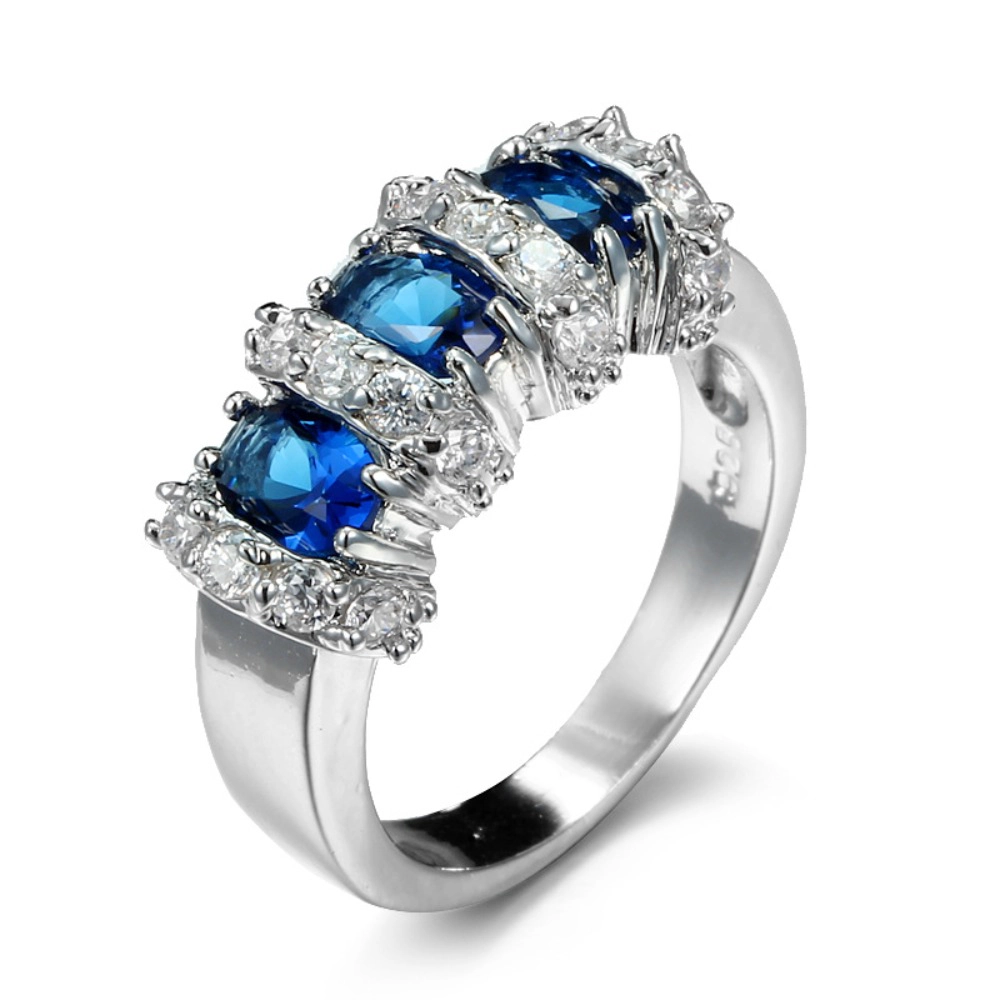 Women's Multi Color Oval Cubic Zirconia Cluster Ring