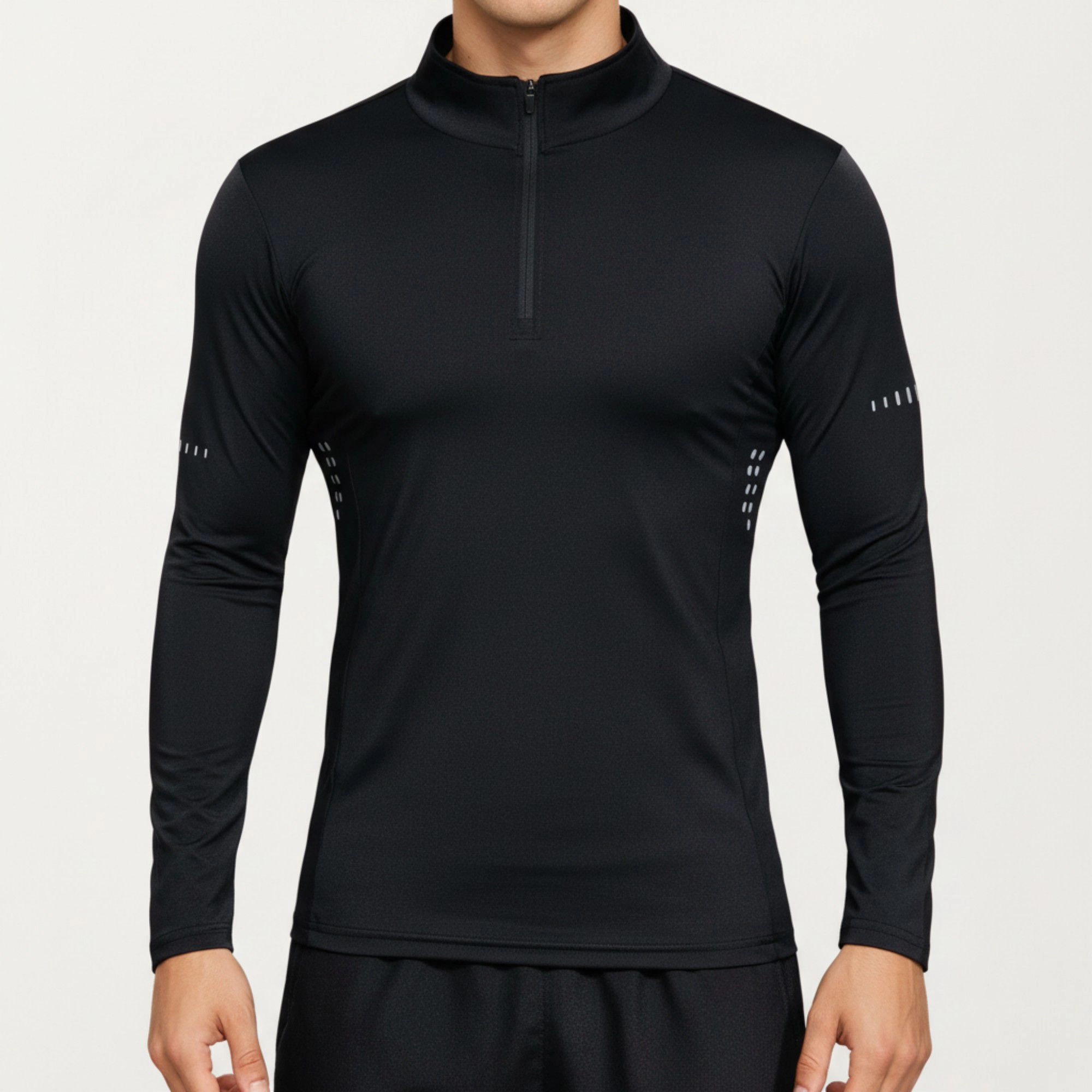 Anna-Kaci Men's Long Sleeve Half-Zip Performance Top with Mock Neck and Stretch Compression Fit