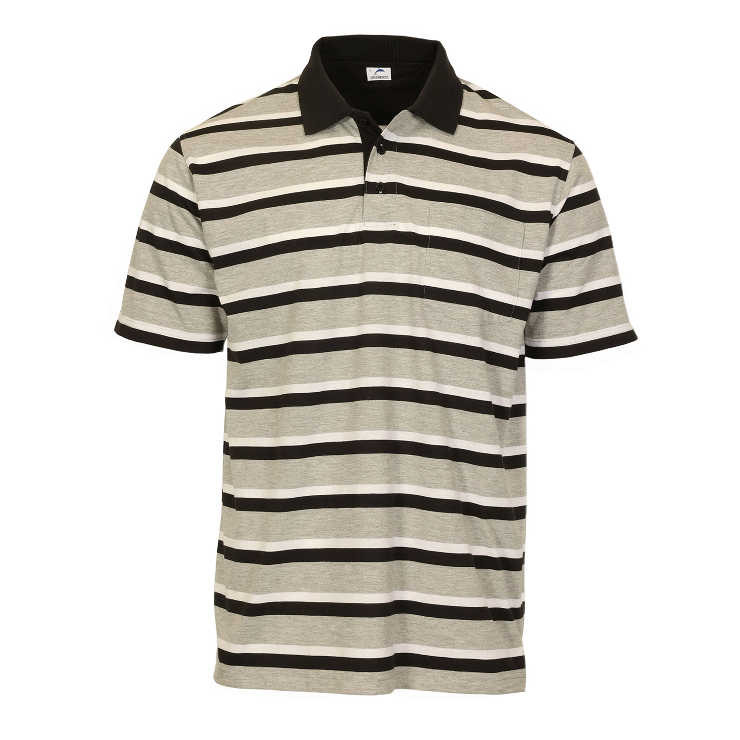 Gioberti Men's Regular Fit Stripe Short Sleeve Polo w/ Pocket