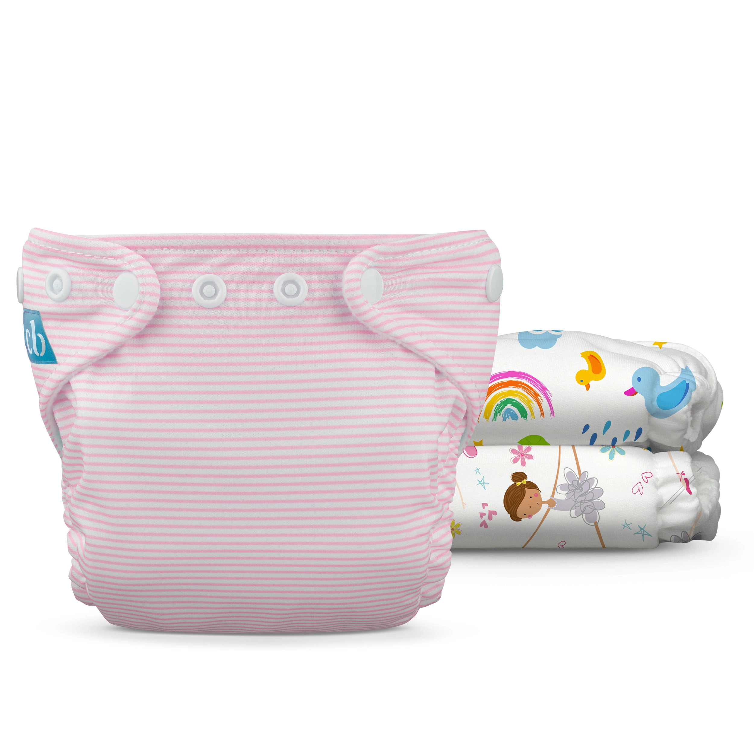 Charlie Banana Newborn Reusable Cloth Diaper Pack - Fleece Lined (3 Pack) - Bright Beginnings