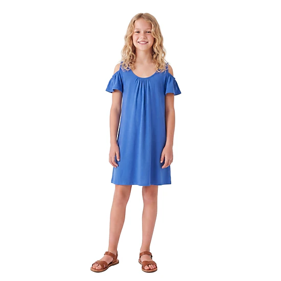 24sevenKid Essential Girls Pleated Cold Shoulder Girls Dress