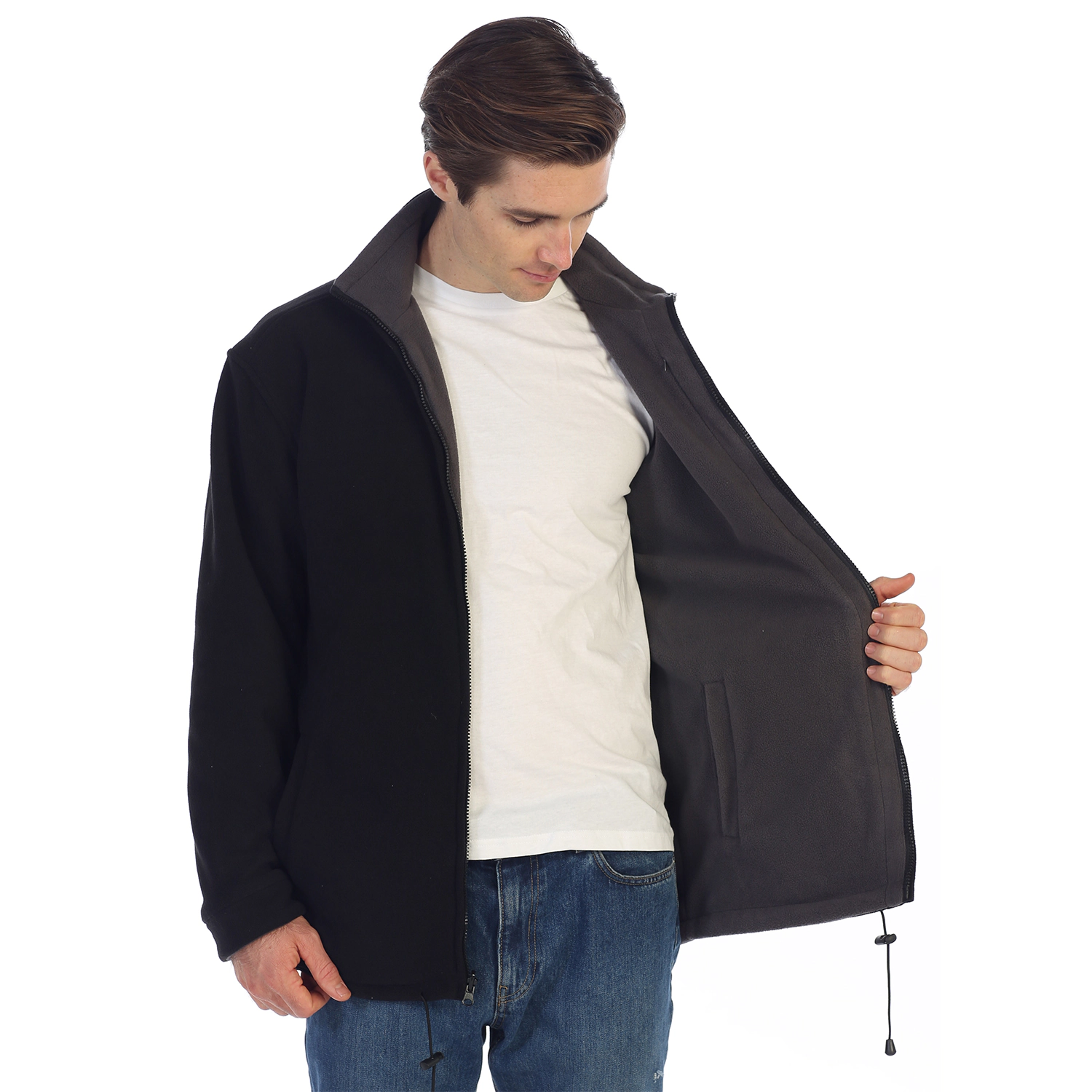 Gioberti Men's Zip Up Reversible Polar Fleece Heavy Jacket