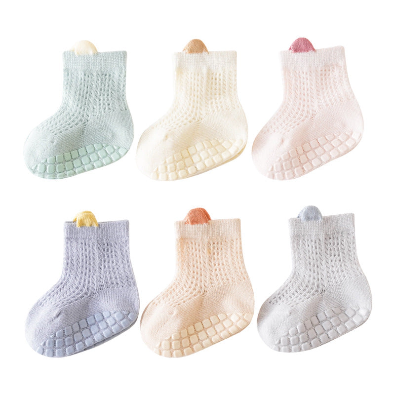 MyKids-USA Baby Solid Color Non Slip Toddler Socks Thin Style Summer Socks