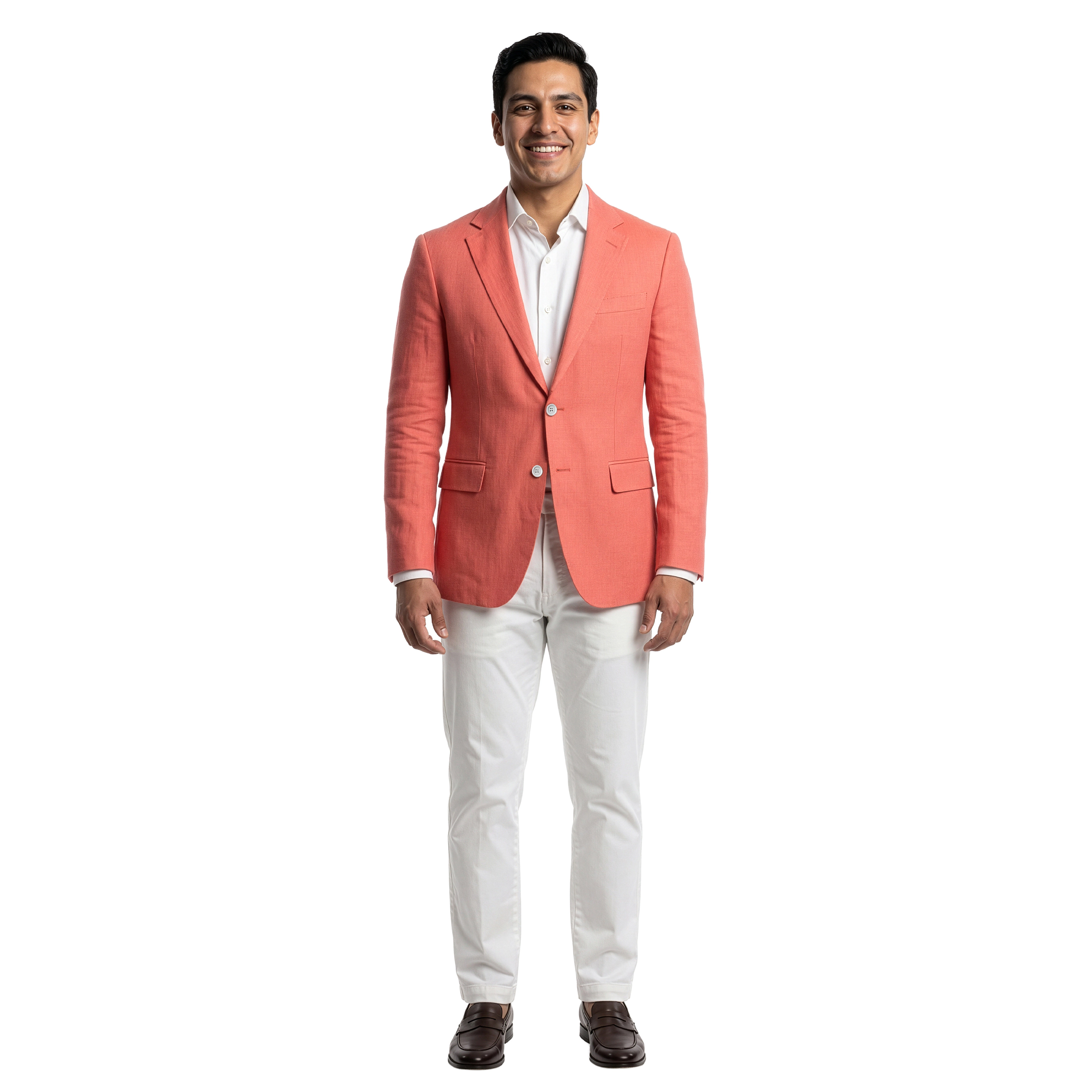 Tazzio Mens Linen Look Notch Lapel Blazer