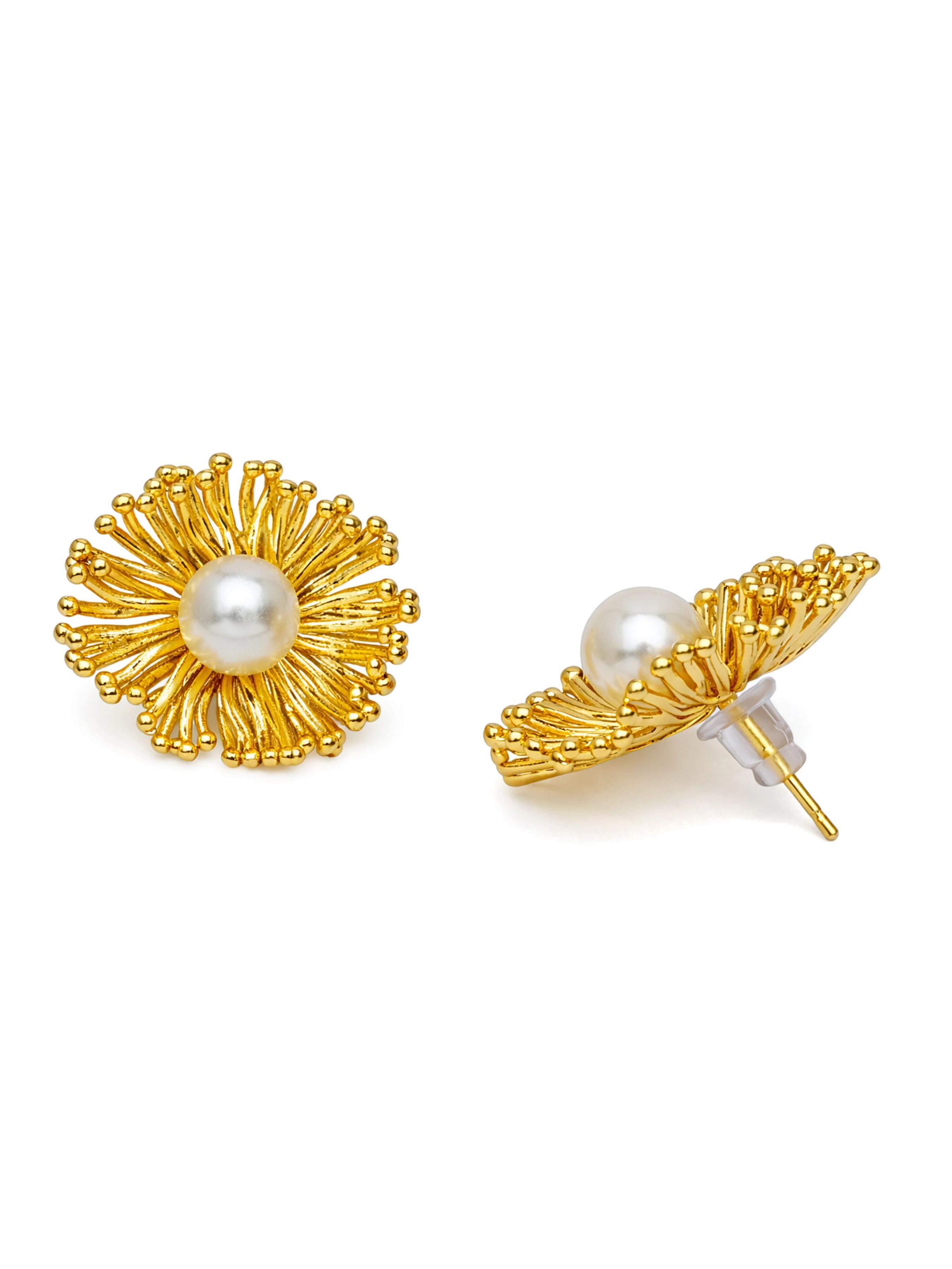 AGP PARIS Womens Sunburst Pearl Stud Earrings