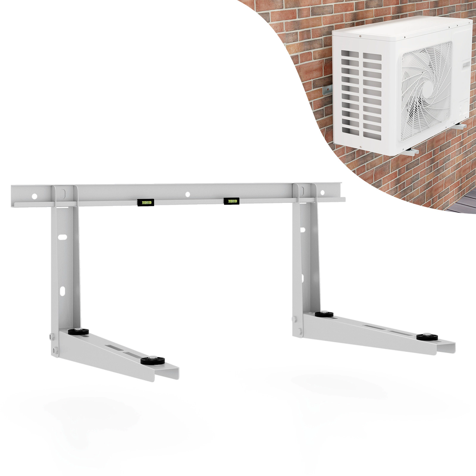 SUGIFT Silver Mini Split AC Mounting Bracket with Rubber Dampers for 12000-24000-BTU 31-in W 22-in D 14-in H