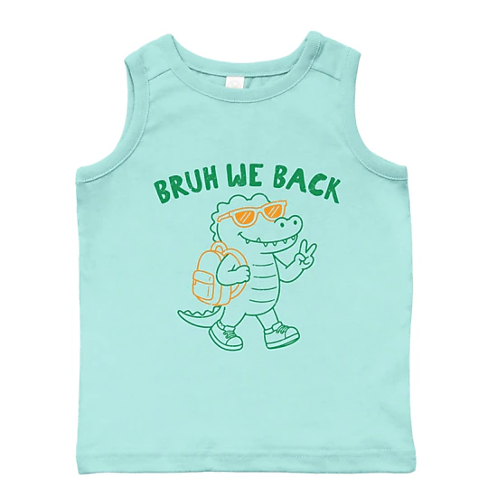 Toddler Graphic Tank - Bruh We Back Crocodile