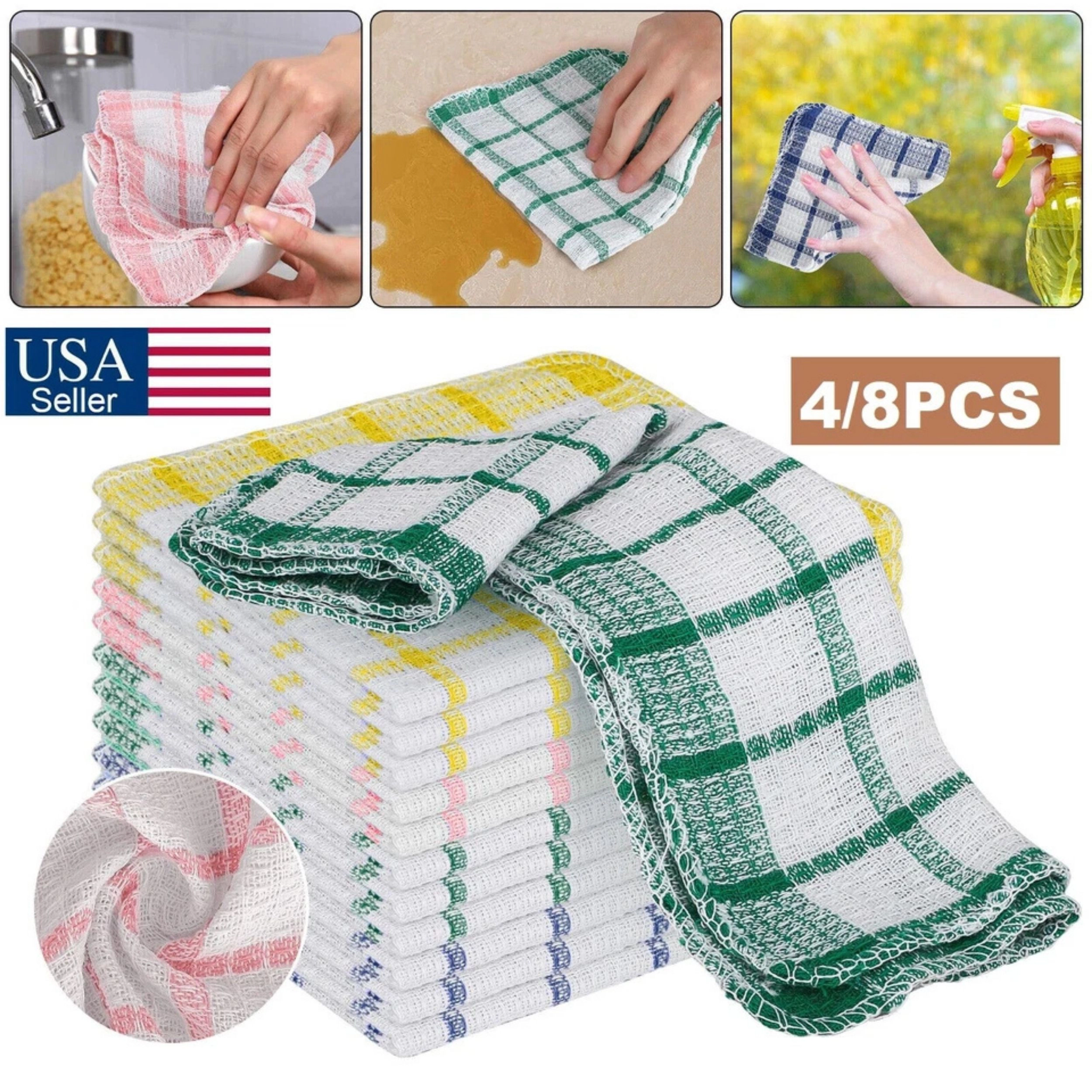 SS Design 8 Pack Cotton Kitchen Dish Cloths Super Absorbent Cleaning Towels