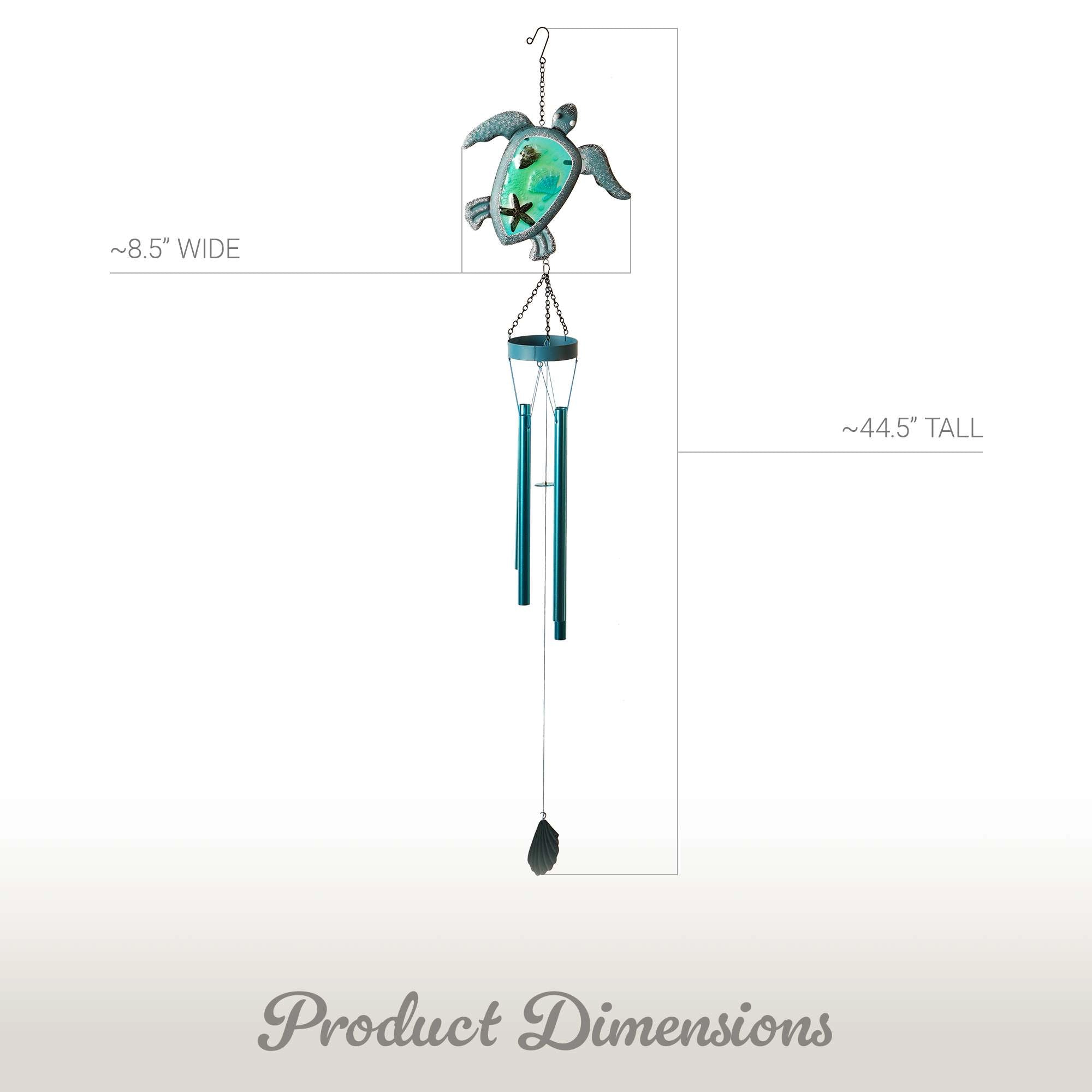 G128 Sea Turtle Wind Chime for Outdoors - Coastal Copper-Green Metal Windchime for Garden Patio Porch Gifts