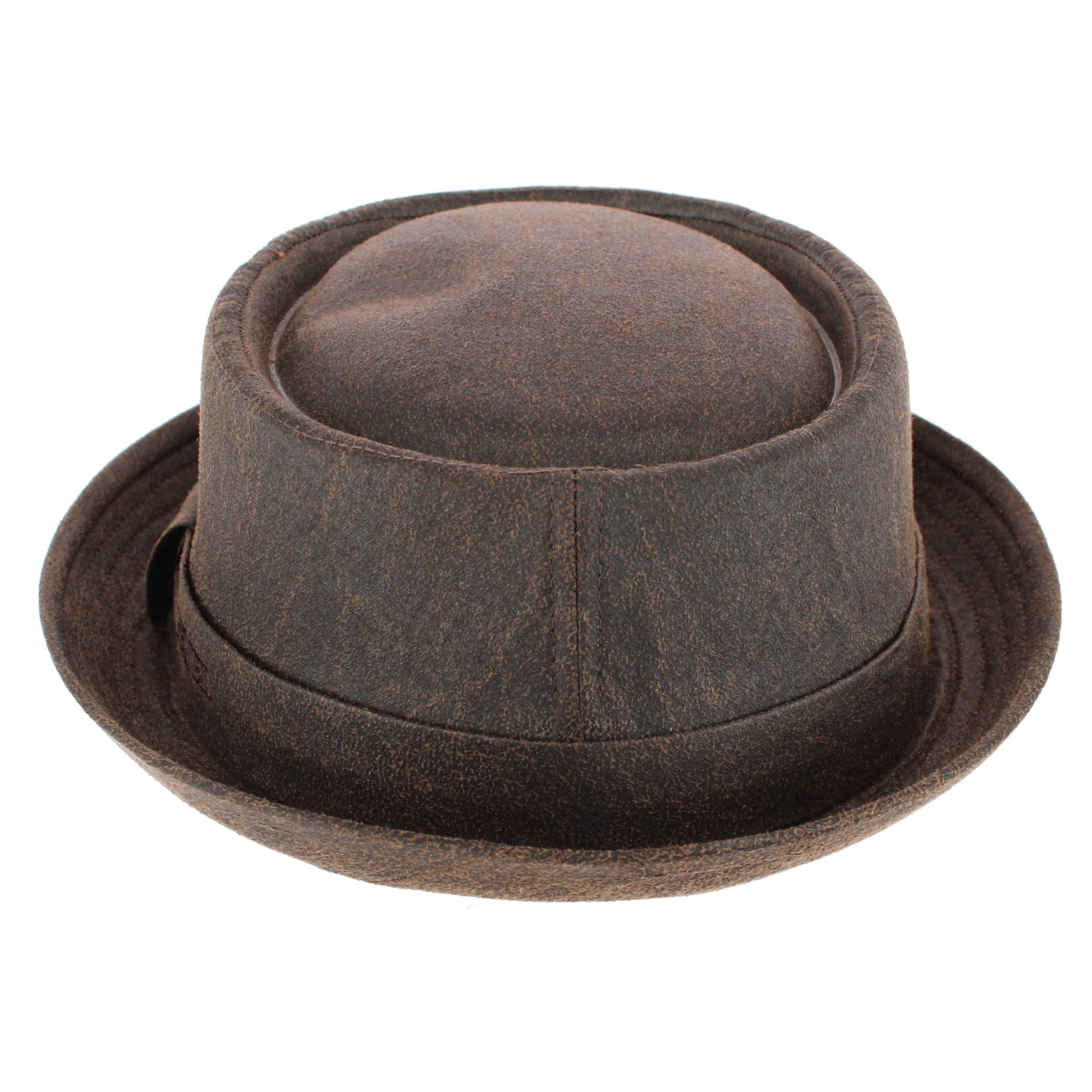 CTM Men's Berteil Waxed Pork Pie Hat