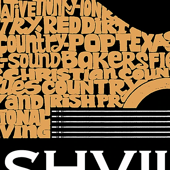 LA Pop Art Men's Word Art T-Shirt - Nashville Guitar