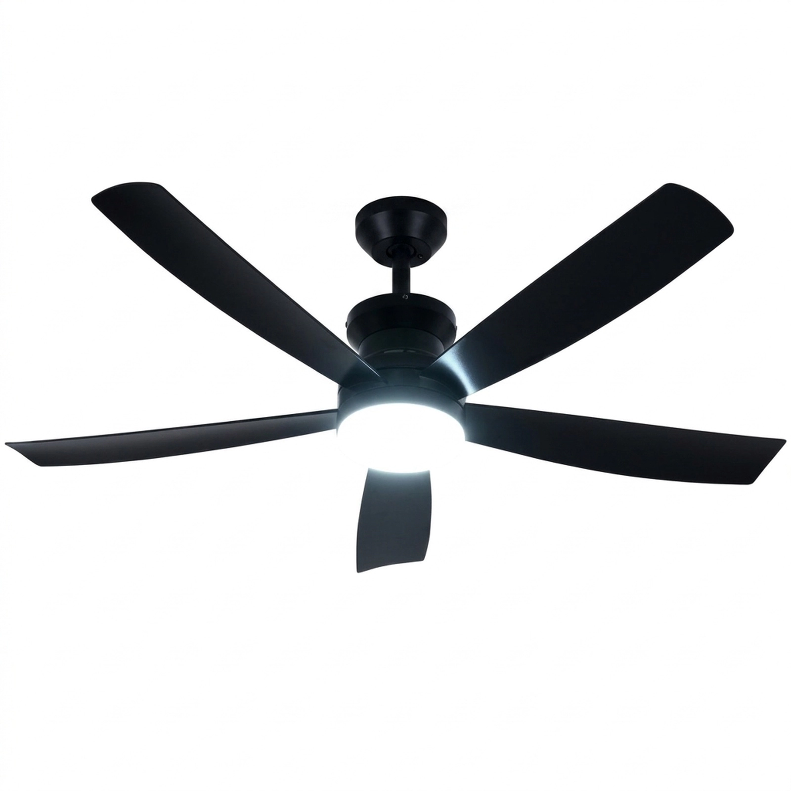 SUGIFT 52-in 5-Blade Flush Mount Ceiling Fan 3CCT LED Light Remote Control 6 Speeds Reversible Motor Black