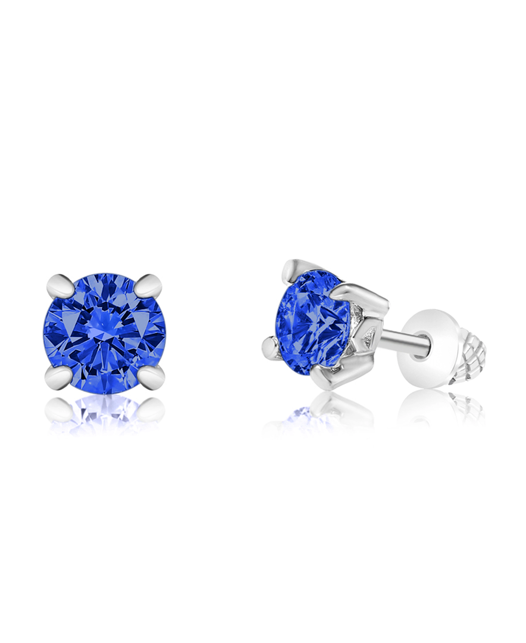 CHANTEUR Kids Screw Back Crystal Stud Earrings - White Gold Palladium Plating, Surgical Steel Posts