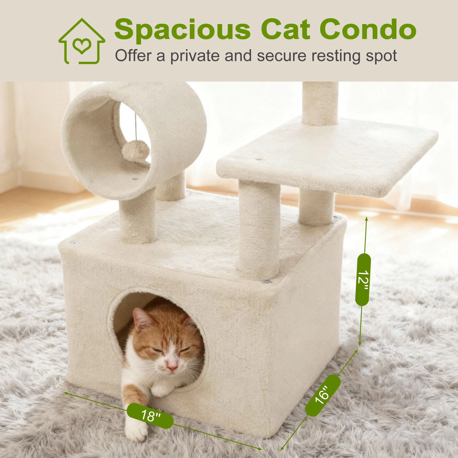 SlickBlue 48" Multi-Level Cat Tree with Condo, Perches & Tunnel
