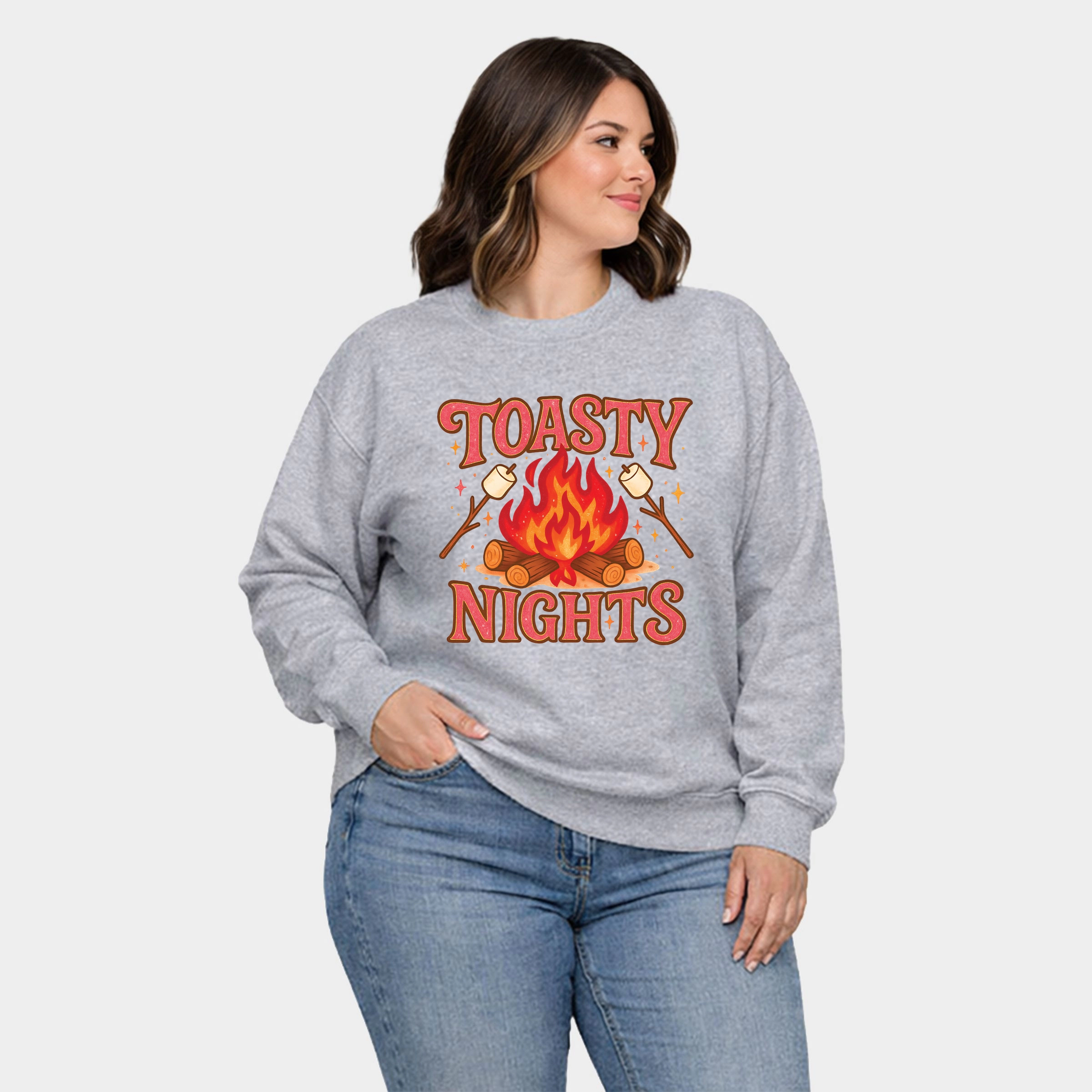 Simply Sage Market - Toasty Nights Marshmallow  Women's Plus Sized Graphic Sweatshirt