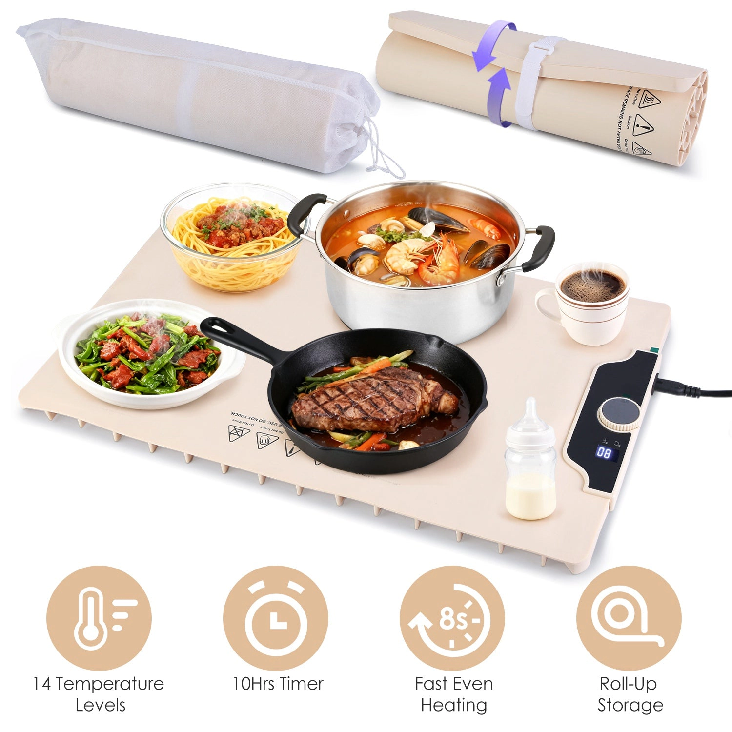GBruno Silicone Food Warming Mat With Timer