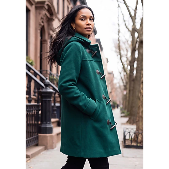 Jessica London Women's Plus Size Hooded Toggle Wool Coat