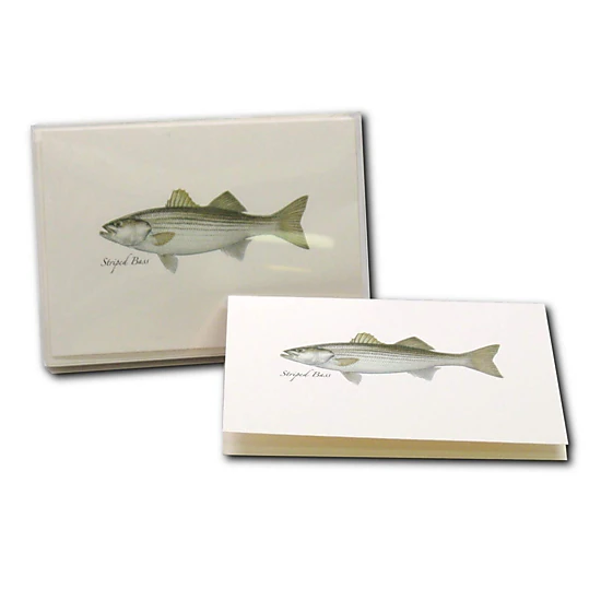 Earth Sky + Water Striped Bass Notecard Set - 8 Blank Cards with Envelopes
