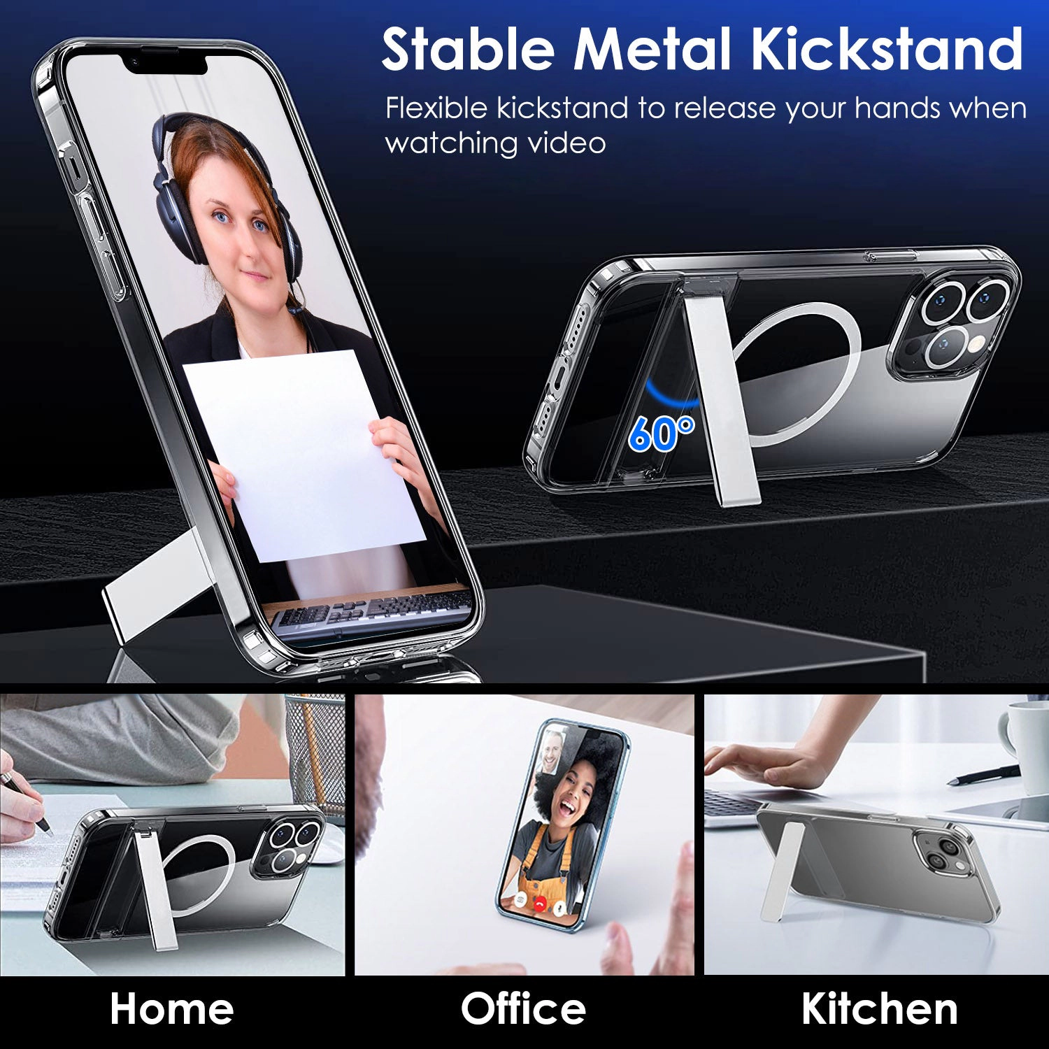 GBruno Magnetic Kickstand Clear Phone Case