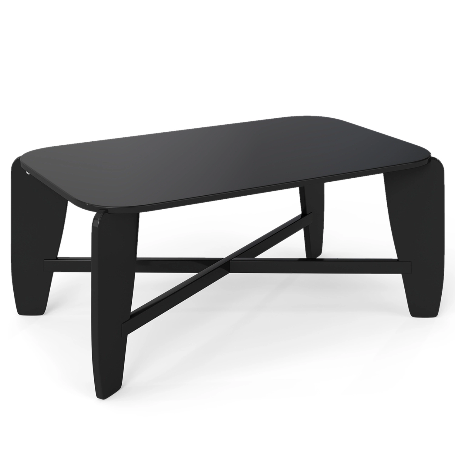 LJG Modern Coffee Table with Rubber Wood Cross-Leg Base Rectangular Center