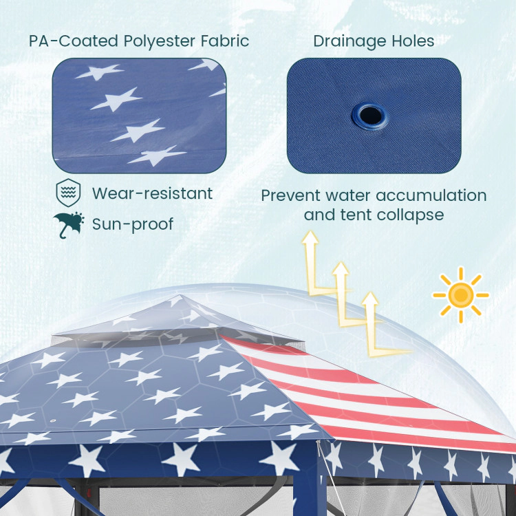Hivvago 2-Tier Pop-Up Gazebo Tent with Portable Canopy and Mesh Walls