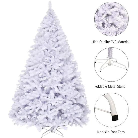Glintex 9-Ft White Christmas Tree with 2132 Branch Tips and Foldable Iron Base, White