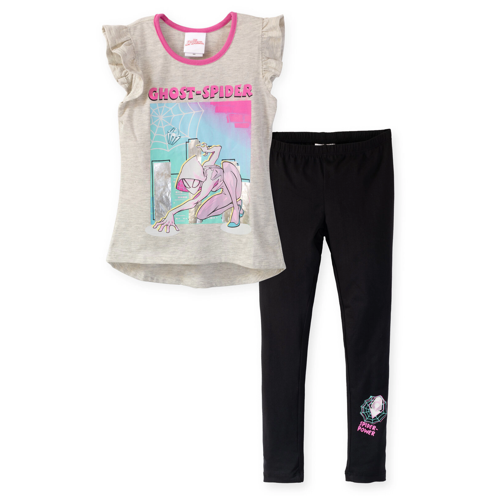 Marvel Spider-Verse Ghost-Spider Girls' 2-Piece Tee and Leggings Set