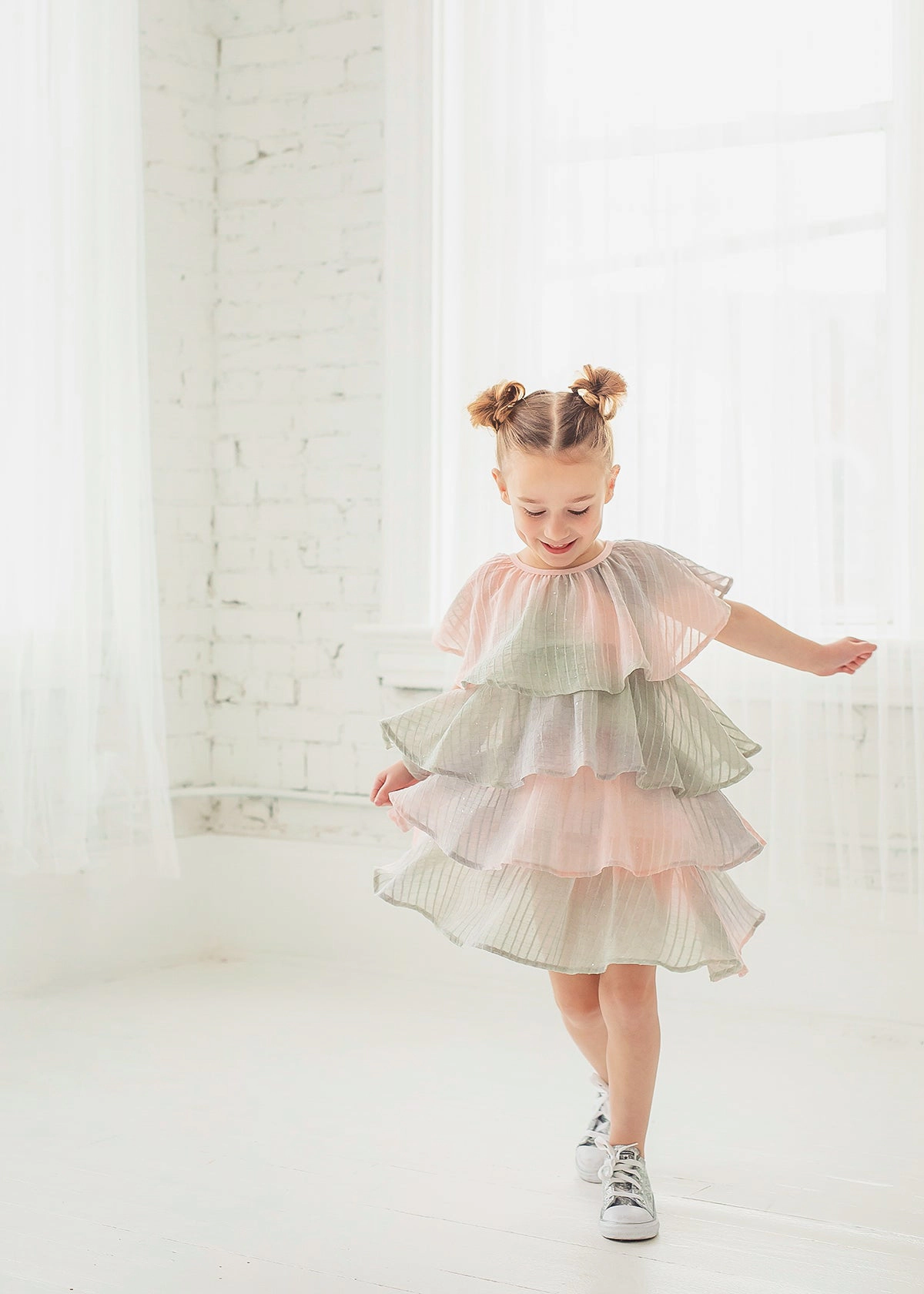 Blush Belle Cap Sleeve Tiered Ruffle Dress with Shimmer Overlay