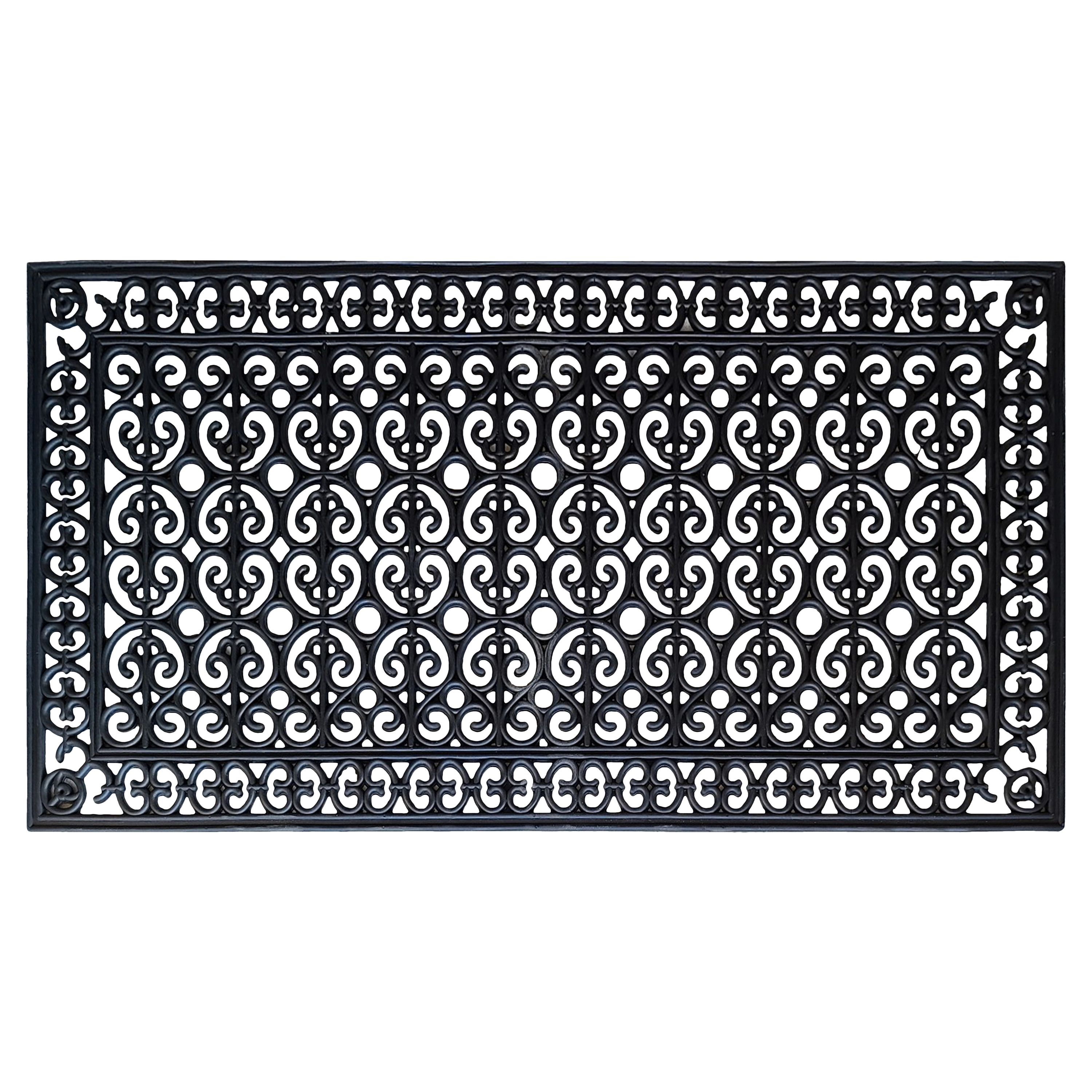 A1 Home Collection 23 lb Heavy Duty Rubber Doormat Non-Slip Outdoor Dirt Scraper Mat, Black Estate, 30 x 60 Inches