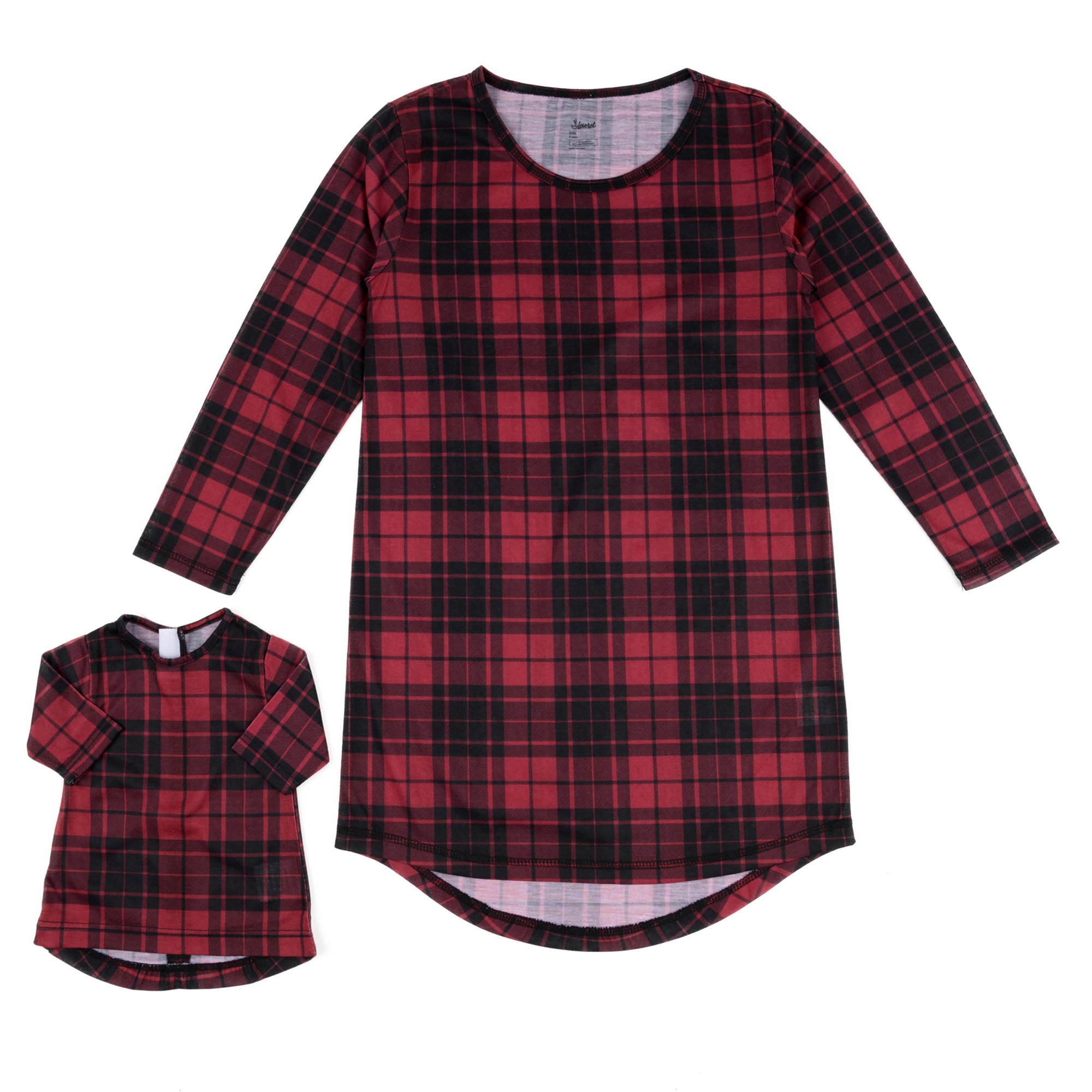 Leveret Girl & Doll Matching Plaid Long Sleeve Nightgown Set