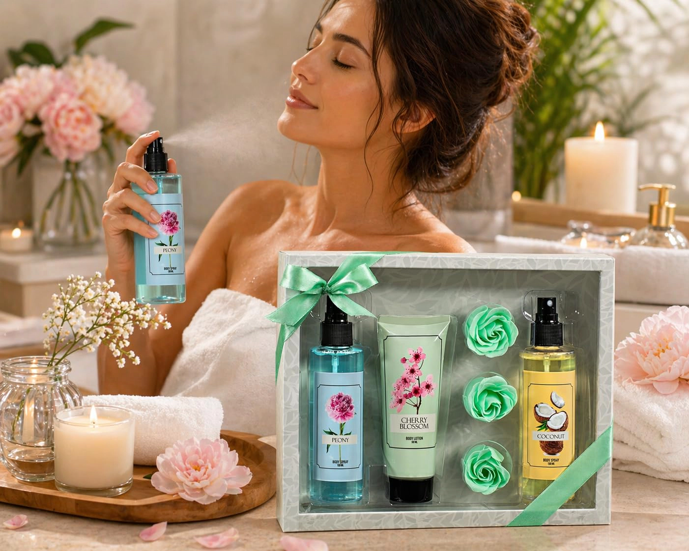 Freida and Joe  Women Floral Mist Trio Gift Set – Elegant Mother's Day Spa Set