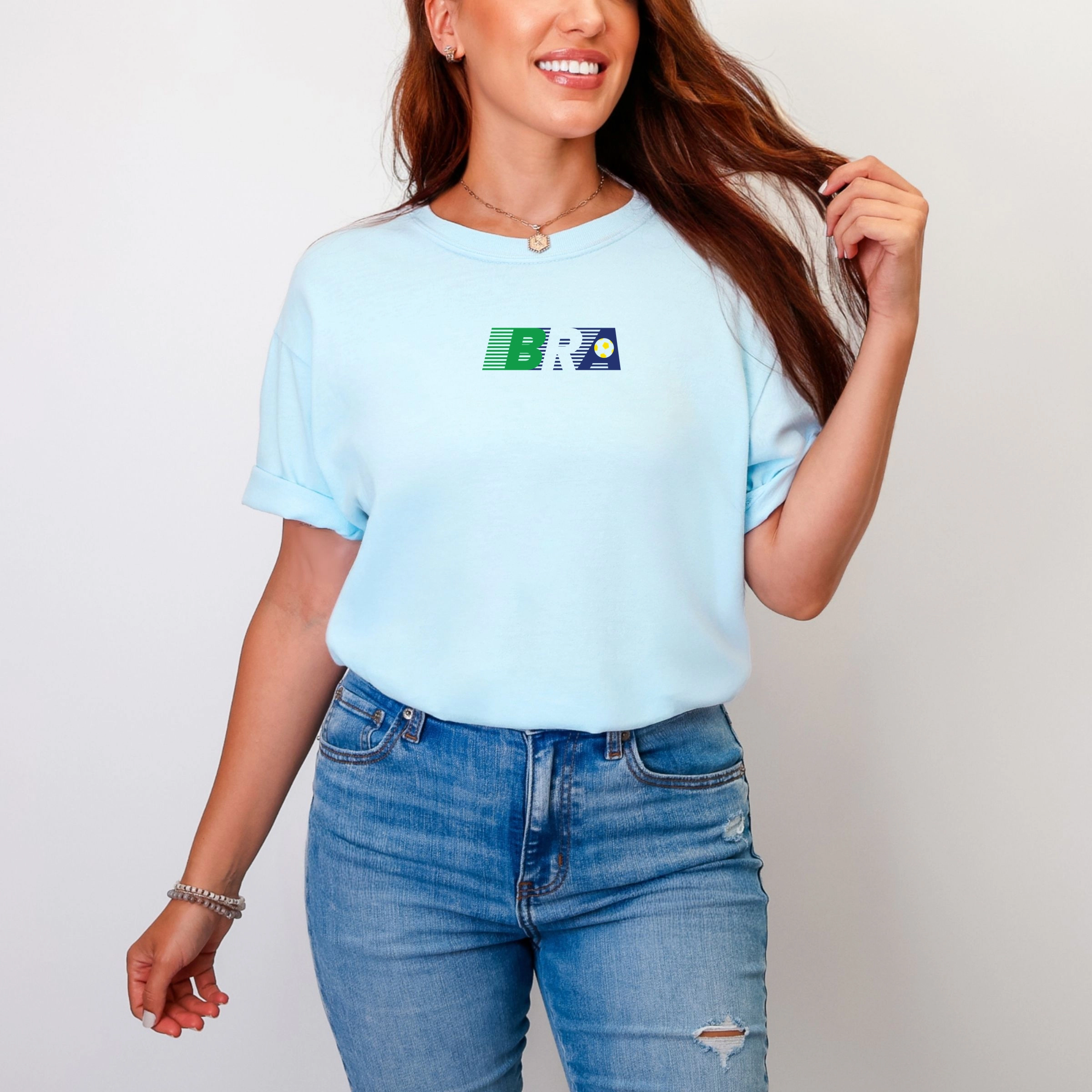 Simply Sage Market - Brazil Soccer Lines Women's Garment Dyed Graphic T-Shirt