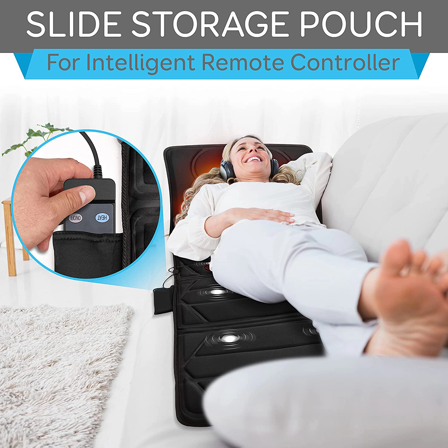 Pursonic Full-Body Massage Mat with Heat 2 pack – Multi-Zone Vibration Relief for Back, Lumbar & Legs