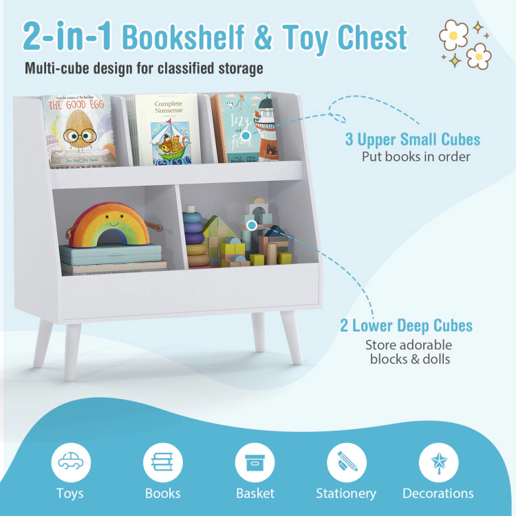 Hivvago 5-Cube Kids Bookshelf and Toy Organizer with Anti-Tipping Kits