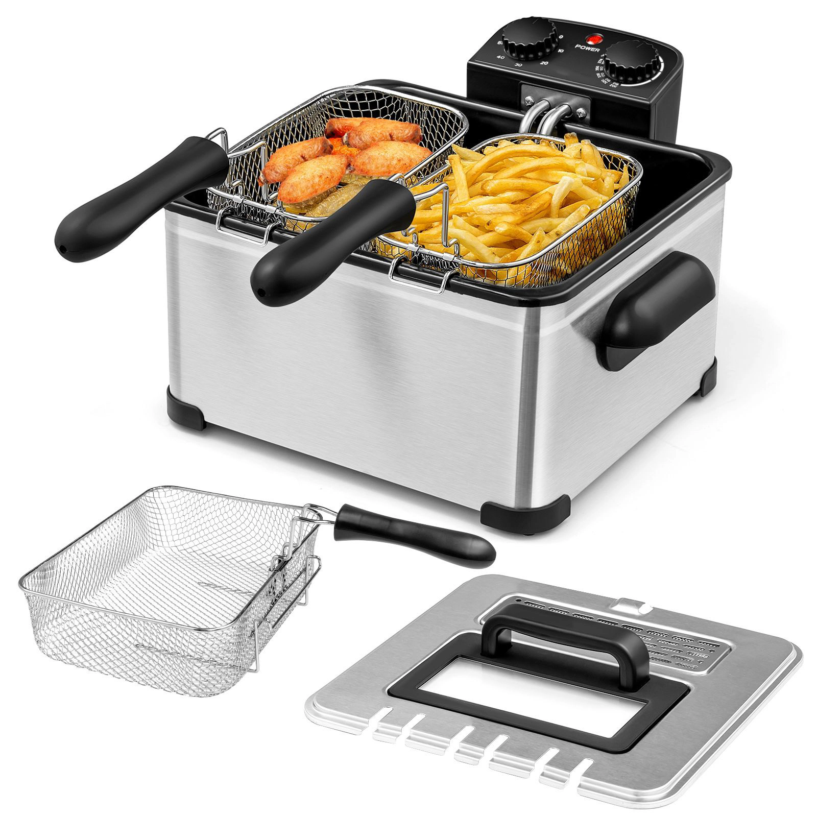 SlickBlue Professional Countertop Fryer with 1700W Heating Element and Timer Function