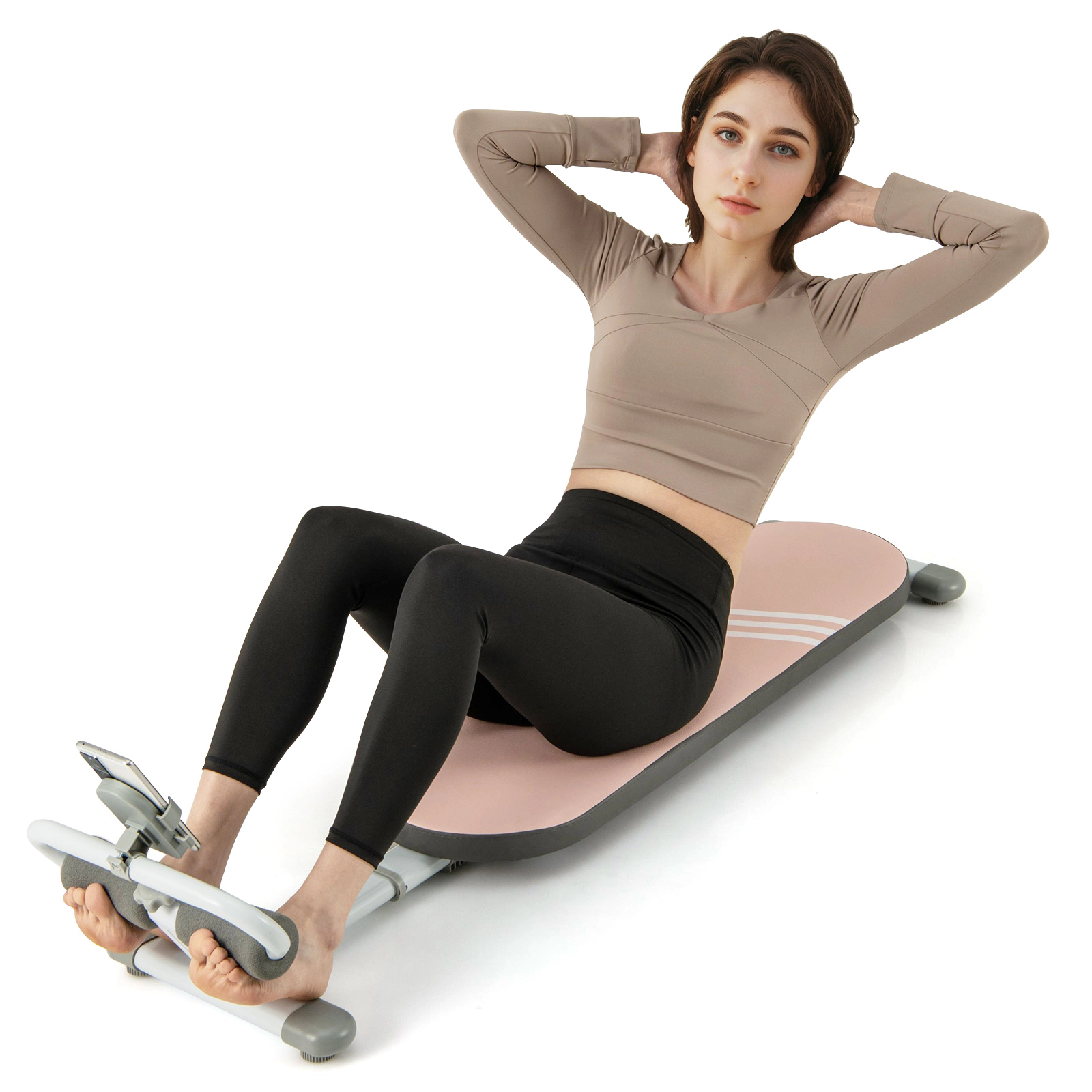 SUGIFT 330-lb Capacity 3-Gear Angle and Length Adjustable Foldable Sit Up Workout Bench with Cell Phone Holder
