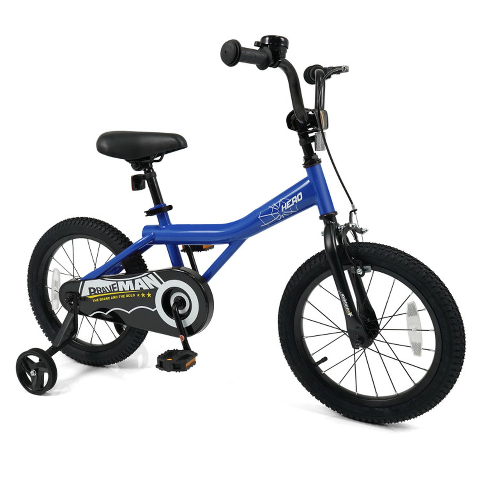 SUGIFT 16-in Navy Kids Bike with Removable Training Wheels Padded Saddle and Enclosed Chain Guard