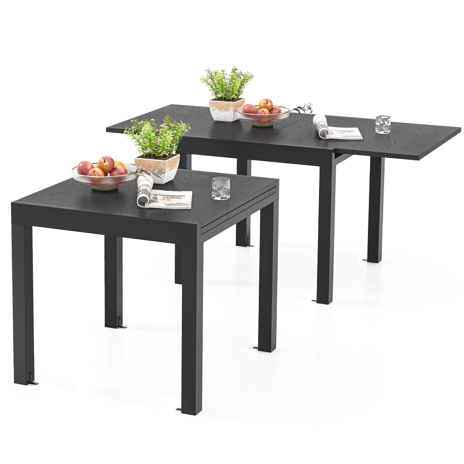 LJG 31.5 Inches-63 Inches Adjustable Patio Expandable Dining Table for 4-6 Person