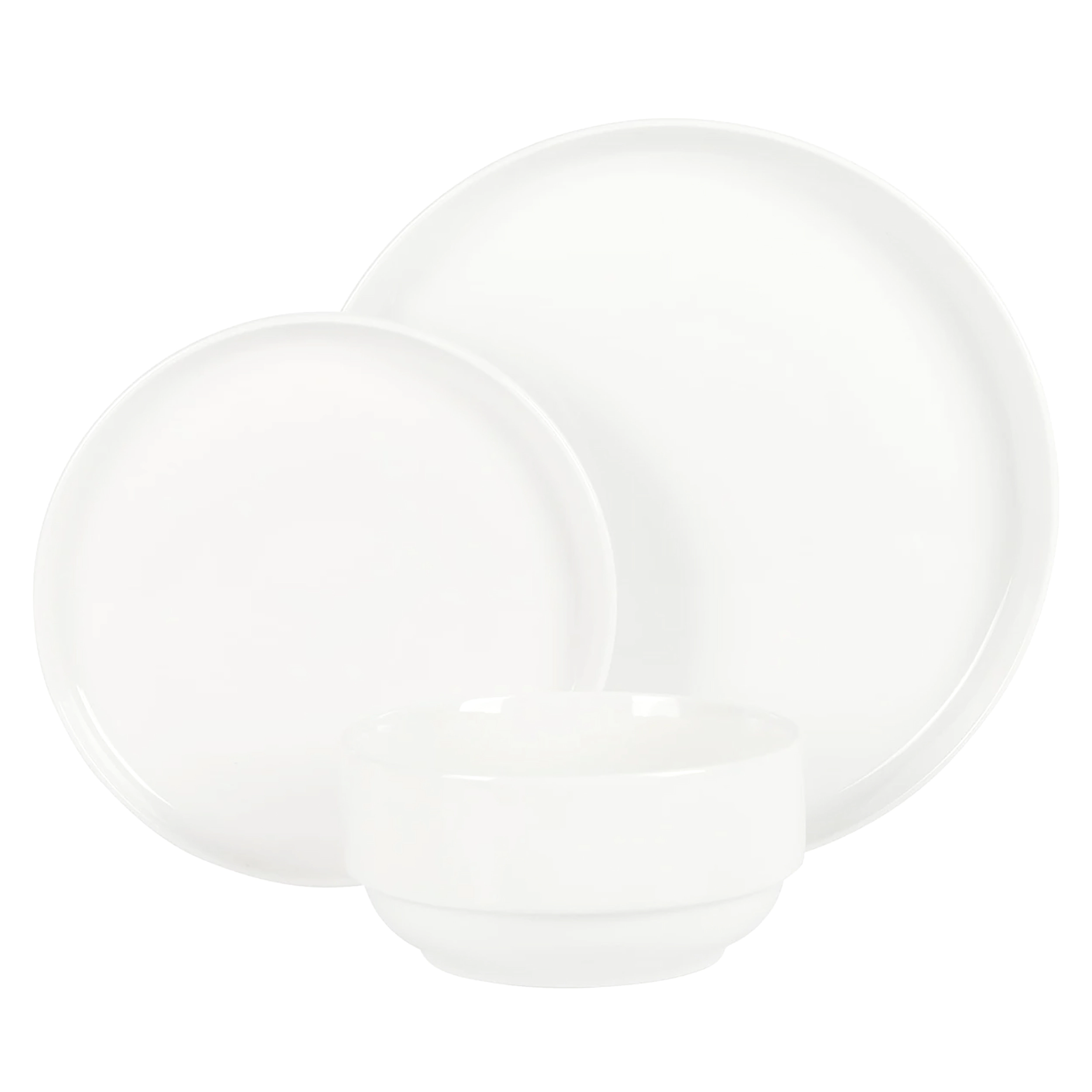 Gibson Home Snowscape 12 Piece fine Ceramic Stackable Dinnerware Set in White