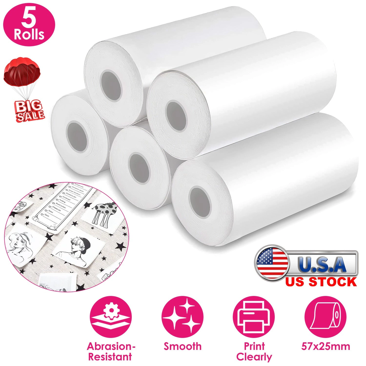 IMounTEK Unisex Thermal Printer Paper 57x25mm