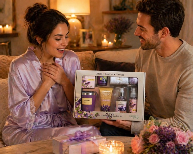 Freida and Joe  Women Lavender Ultimate Spa Box – Elegant Mother's Day Spa Set
