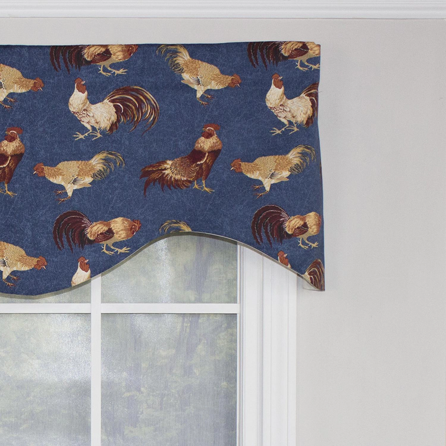 RLF Home Rise N Shine Cornice 100% Cotton with Fully Lined 3" Rod Pocket Valnance for Windows 50" x 17" Denim