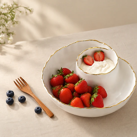 WZK Round Porcelain Chip Dip Tray Elegant Serving Dish - JCPenney